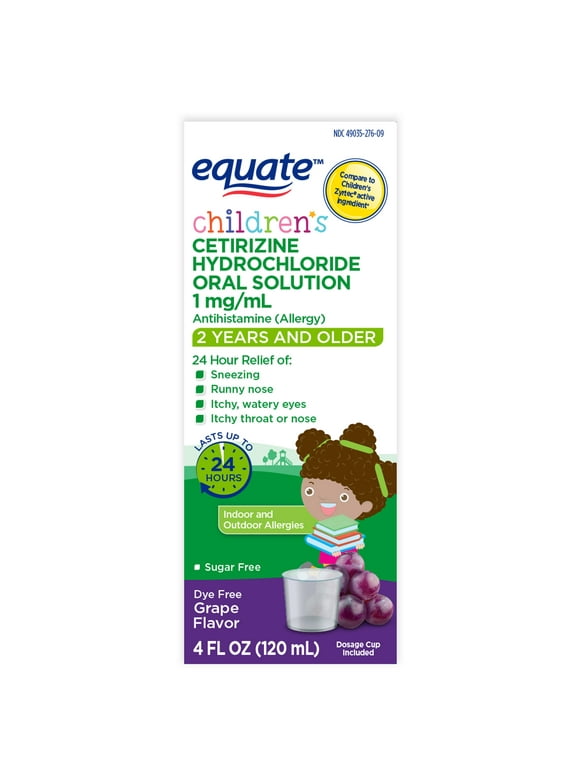 Equate Children's Cetirizine Hydrochloride Allergy Relief Oral Solution, 4 fl oz