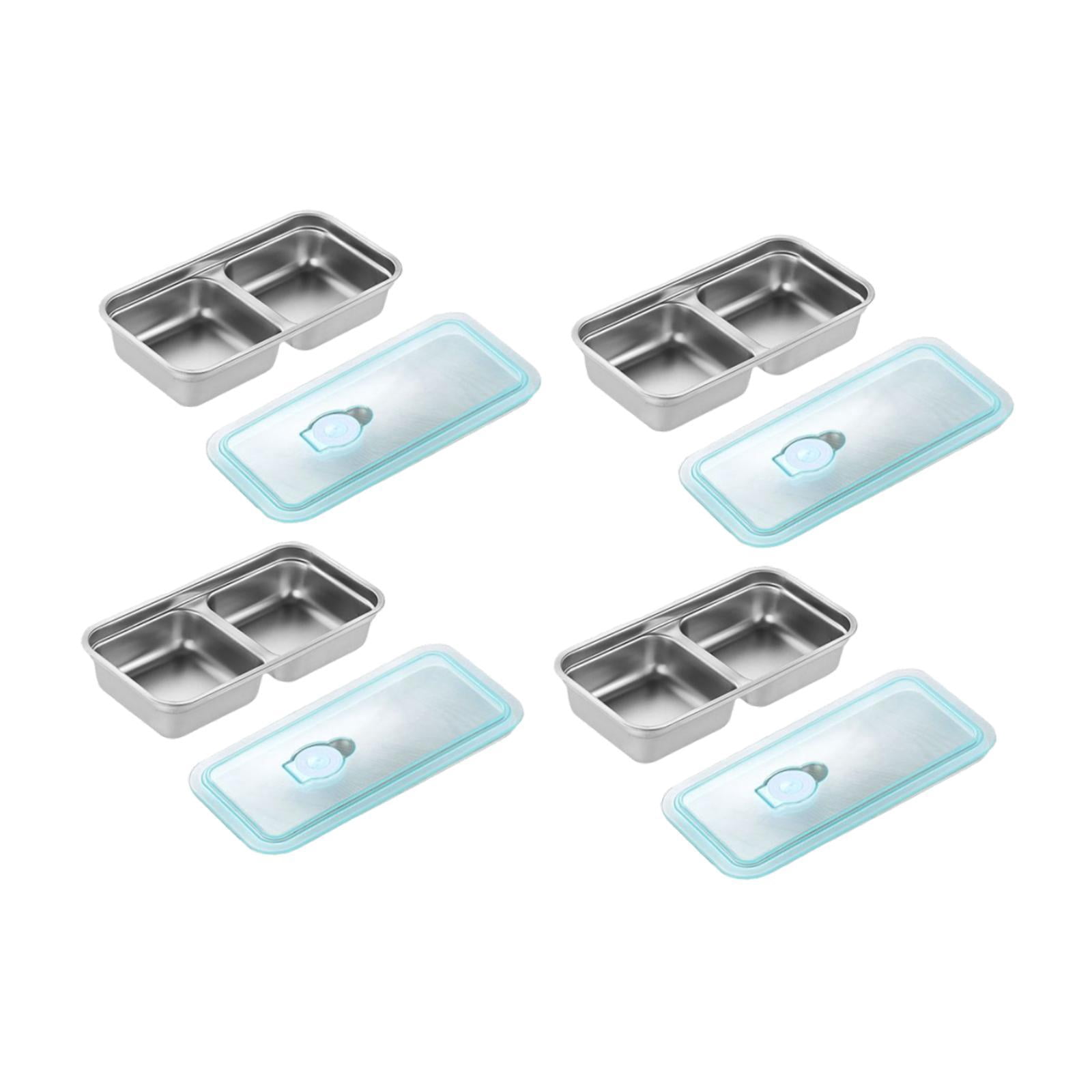 Fiocias 4 Pieces Stainless Steel Snack Container Bento Box Food Containers Sealing Lunch