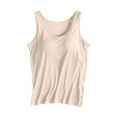 thumbnail image 4 of Sanbonepd Tank Top with Built in Bra for Women Padded Camisole Yoga Workout Tank Tops Slim Basic Undershirt Summer Beige, 4 of 7