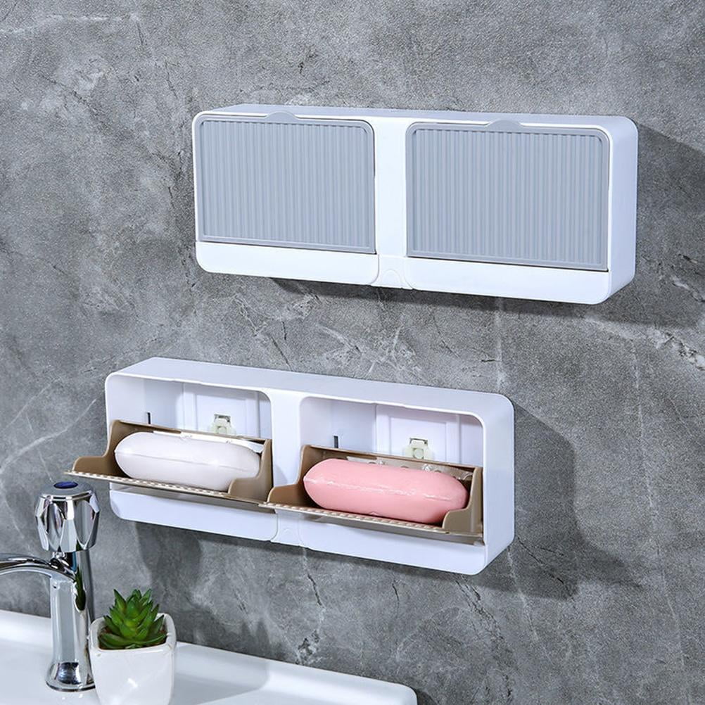 Soap Dish Holder Shower 2 Pack Bar Soap Holder with Drain Wall Mounted Soap  Box for Shower, Bathroom, Bathtub, Kitchen Sink, Keep Soap Bars Dry,  Waterproof Dustproof, No Drilling, Adhesive Include 