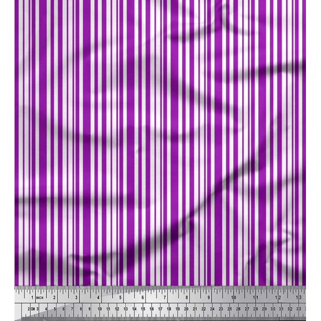 Soimoi Purple Georgette Viscose Fabric Vertical Stripe Print Fabric by the Yard 42 Inch Wide