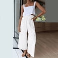 thumbnail image 2 of B91xZ Pantalon de Jogging pour Femmes Ample Jambe Grand avec Poches Mode Urbaine, Blanc TTG, 2 of 5