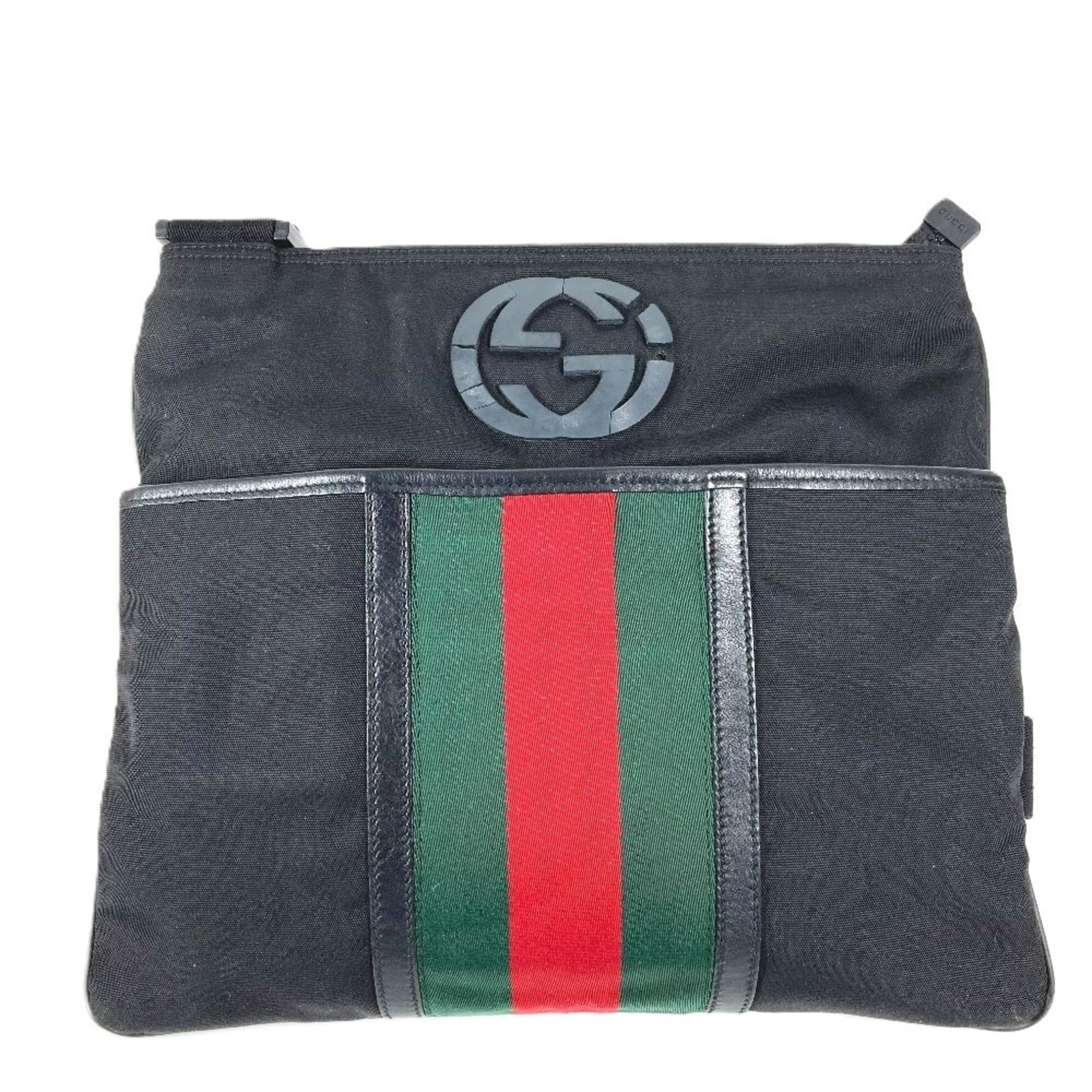 GUCCI GGロゴ Pre-Owned GUCCI 181067 GG Logo Bag, Crossbody Shoulder Nylon