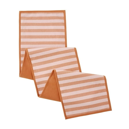 Beautiful Yarn Dyed Stripe Table Runner by Drew Barrymore, Coral Rose, 72"W x 14"L