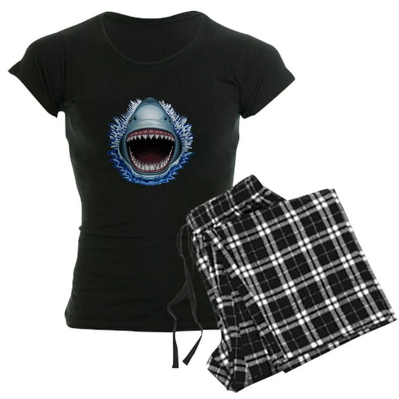 CafePress - Shark Jaws Attack Pajamas - Women's Short Sleeve Print T-Shirt and Pants Dark Cotton Pajama Set