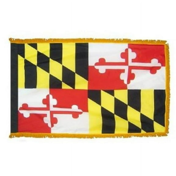 Annin Flagmakers 142390 3 ft. x 5 ft. Indoor and Parade Colonial Nyl-Glo Maryland Flag with Fringe