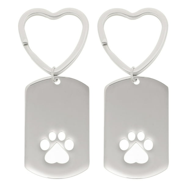 2 llaveros conmemorativos de acero inoxidable para mascotas, colgante de recuerdo con huella de pata, para cenizas de perro y gato, joyería con placa de identificación para amantes de las mascotas.