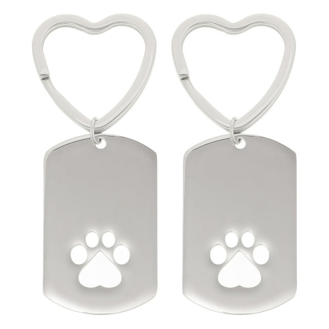 2 llaveros conmemorativos de acero inoxidable para mascotas, colgante de recuerdo con huella de pata, para cenizas de perro y gato, joyería con placa de identificación para amantes de las mascotas.