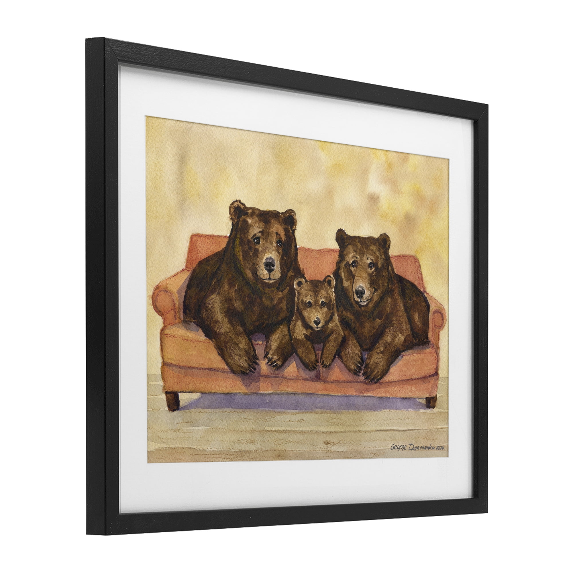 Stupell Industries Bear Family Trio Black Framed Print Under Glass, design by George Dyachenko