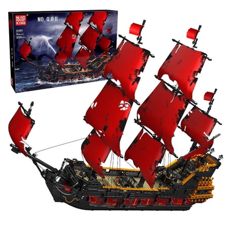 Mould King 13109 Red Ship Sailboat Pirates of the Caribbean Building Block Toy Adult Kid Gift