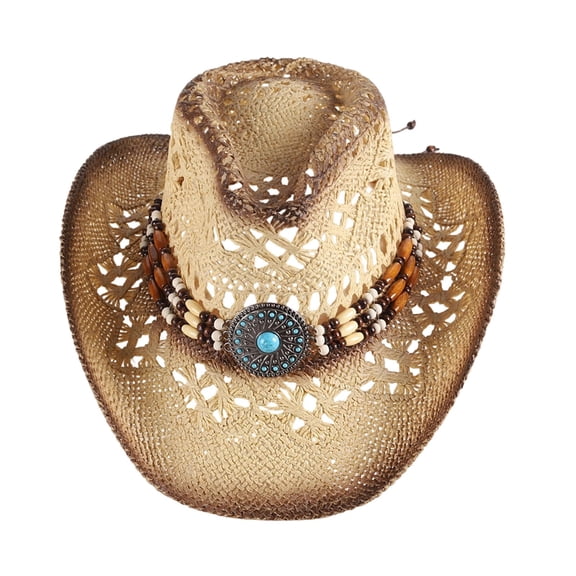FASHOFT Retro Cowboy Hat for Women Men Wide Brim Western Cap Country Style Classic Headwear For Outdoor Party Hats Beige