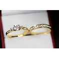 thumbnail image 5 of Silver & Stone Jewels Round Cut Cubic Zirconia Eternity Band Rings, Bridal Rings Set 14K Yellow Gold Finish Silver, 5 of 6