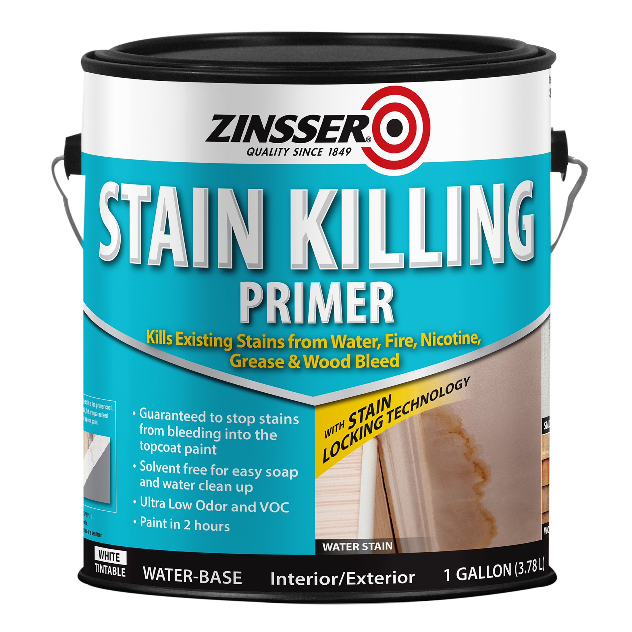 2 Pack, White, Zinsser Stain Killing Flat Primer- Gallon