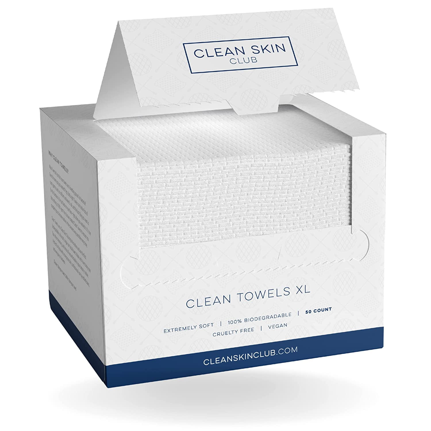Clean Skin Club Serviettes Visage XL 100% Biologiques Certifiées USDA, Approuvées par les Dermatologues, Anti-Acné Serviettes Jetables pour le Visage et le Démaquillage, Ultra Douces