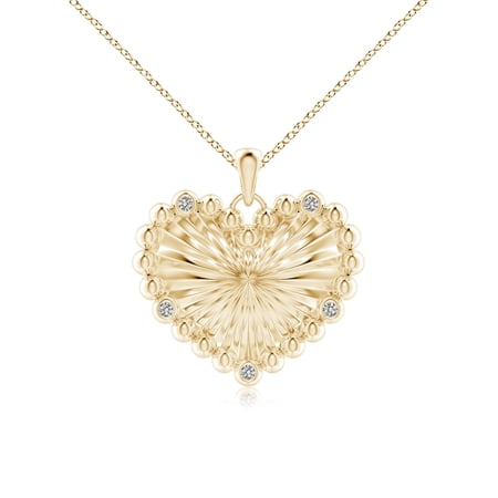 ANGARA Natural Diamond Heart Pendant Necklace for Women in 14K Yellow Gold (Color - KI3 | 1.3mm) | April Birthstone Jewelry Gift for Her | Birthday | Wedding | Anniversary