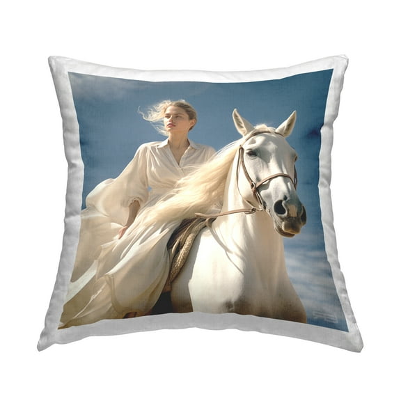 Stupell Industries Windswept Equestrian Girl Decorative Printed Throw Pillow Design by RB.