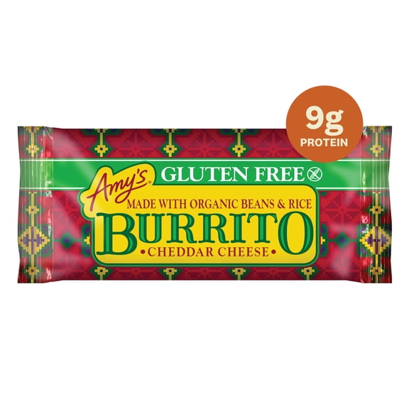 Amy's Frozen Meals, Gluten Free Cheddar Cheese Burrito, Microwave Meals, 5.5 oz