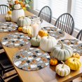 thumbnail image 4 of Halloween Round Placemats Set of 4 Grey Ghost Skeleton Pumpkin Place Mats Washable Woven Placemat Candy Black Cat Circle Braided Table Mat for Kitchen Dining Table Holiday Party Home Decor 15 Inch, 4 of 9