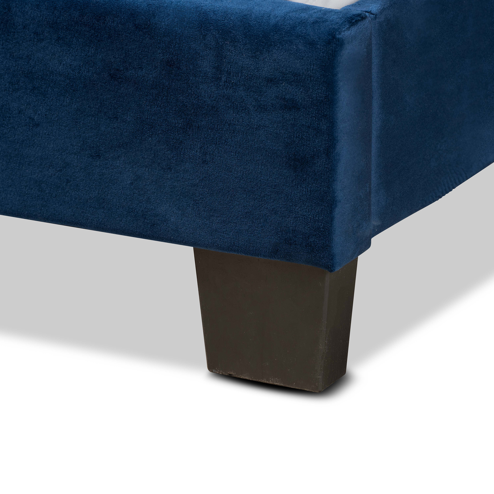 Baxton Studio Caprice Contemporary/Modern Velvet Tufted Panel Bed, Queen, Navy Blue/Black