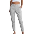 thumbnail image 2 of CQONEPT Womens Work Pants Dressy Casual Straight Leg High Waist Cargo Ankle Pants Button Slim Cropped Trousers with Pockets Chino Pant for Outdoor Daily Wear S, 2 of 6