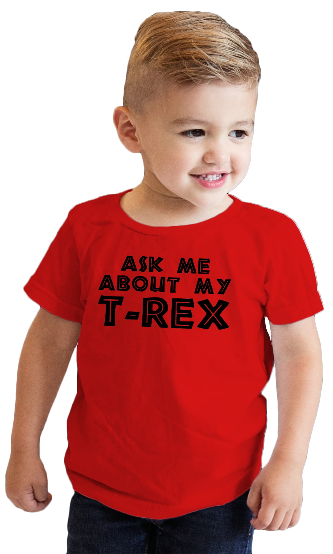 Toddler Ask Me About My Trex T Shirt Funny Cool Dinosaur Tee For Kids (Red) - - Walmart.com