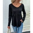 thumbnail image 4 of Button Neck Peplum Hem Sweater Black Medium, 4 of 4