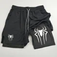 thumbnail image 2 of Pantalones cortos de compresión con estampado de araña para hombre, Shorts de entrenamiento atlético para gimnasio, Y2K, con bolsillos, 5 pulgadas, secado rápido, transpirables, 2 en 1, 2 of 5