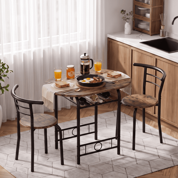 Homall 3-Piece Dining Table Set, Small Dining Table for 2, Modern Dining Set for Small Spaces, Dining Room, Kitchen, Brown