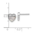 thumbnail image 2 of 925 Sterling Silver Rhodium Platedpolished Cubic Zirconia Simulated Mother of Pearl Love Heart Post Earrings Stud Earrin, 2 of 2