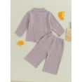 thumbnail image 4 of Bagilaanoe 2pcs Toddler Baby Girl Long Pants Set Solid Color Long Sleeve Shirt Tops + Wide Leg Trousers 6M 12M 18M 24M 3T 4T Kids Casual Outfits, 4 of 8