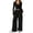 Black, variant on 3 Piece Yoga Set For Women Crewneck Tank Tops Wrap Side Tie Long Sleeve Tops Wide Leg Pants Fall Workout Stretchy Outfits