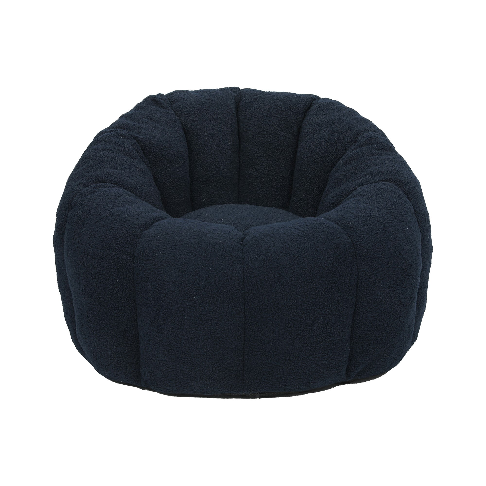 Bean Bag Chair for Adults, Faux Fur Memory Foam Bean Bag Sofa with Armrests, Fluffy Lazy Chair for Living Room Bedroom, Dark Blue