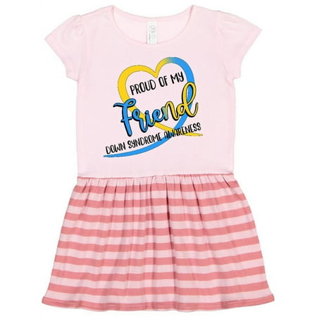 

Inktastic Proud of my Friend Down Syndrome Awareness Heart Ribbon Gift Toddler Girl Dress