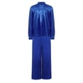 thumbnail image 2 of TTAO Kids Boys Praise Dance Outfit Long Sleeve Satin Liturgical Pullover Top With Worship Wide Royal Blue 12, 2 of 6