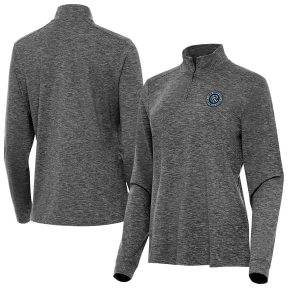 Women's Antigua Heather Black New York City FC Mentor Quarter-Zip Top