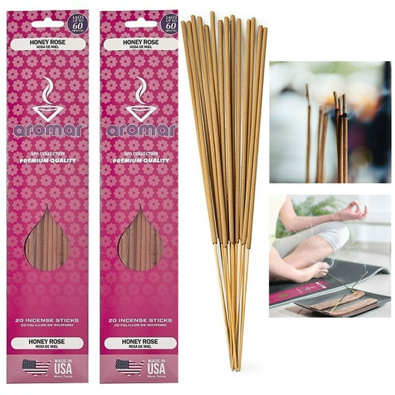 40 Pc Incense Sticks Honey Rose Scented Fragrance Aroma Therapy Hand Dipped