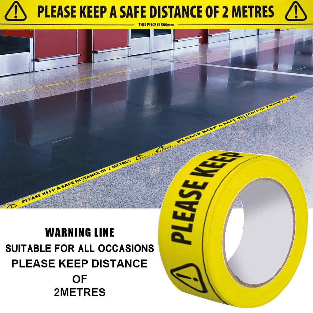 33m Social Distancing & Queues Warning Tape Black & Yellow Tape 48mm wide 