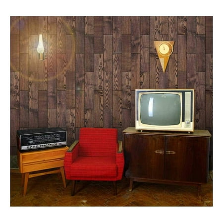 Wall26 - Vertical Rich Brown Vintage and Retro Wood Textured Paneling
