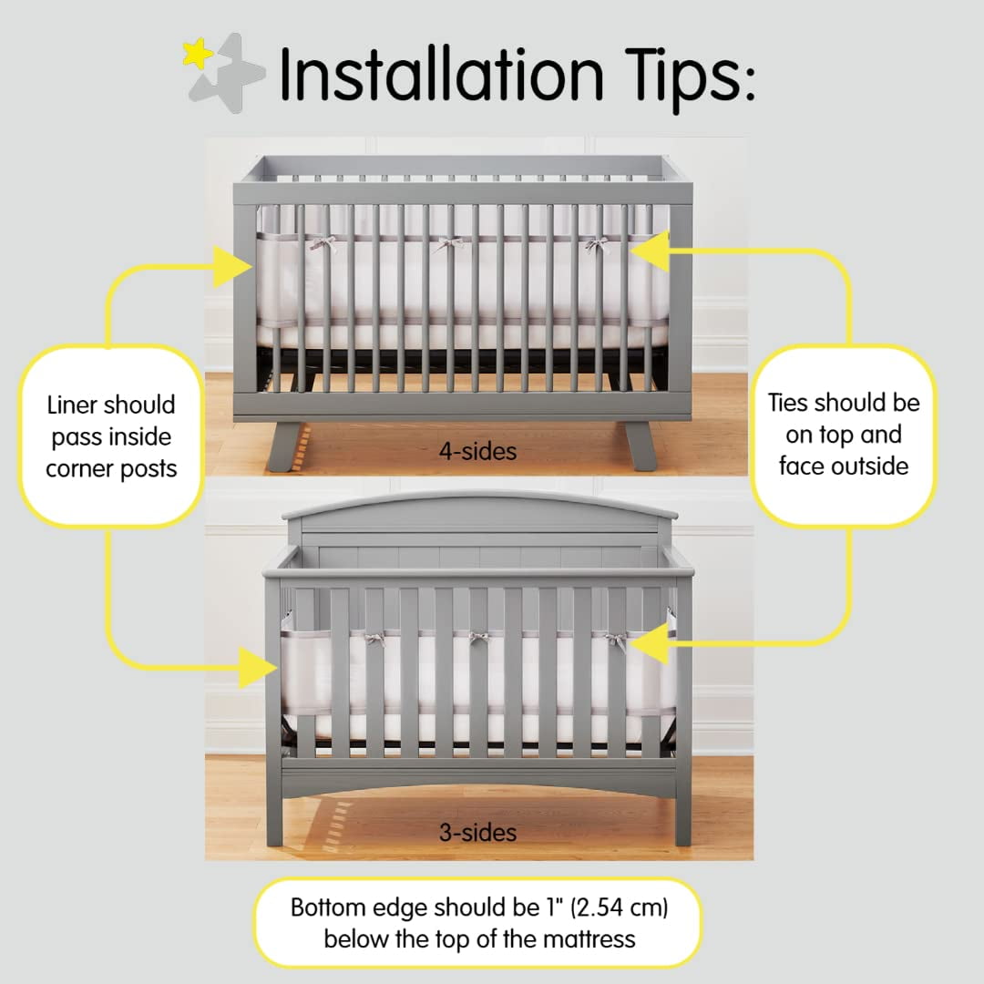 BreathableBaby Mesh Liner for Full-Size Cribs, Deluxe 4mm Mesh, Blue Haze (Size 4FS Covers 3 or 4 Sides)