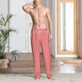 thumbnail image 2 of Logiee Red And White Stripes Print Pajama Pants for Men,Men’s Pajama Bottoms,Mens PJ Pants with Pockets & Button Fly-X-Large, 2 of 6