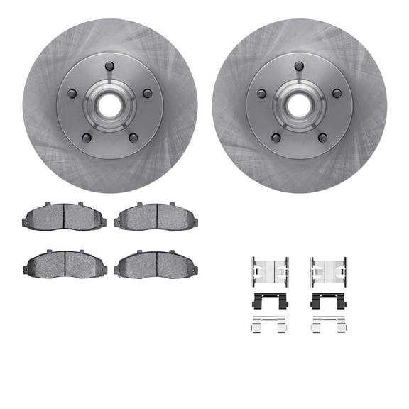 Dynamic Friction Company Front Brake Rotors with Heavy Duty Brake Pads includes Hardware 6212-99393