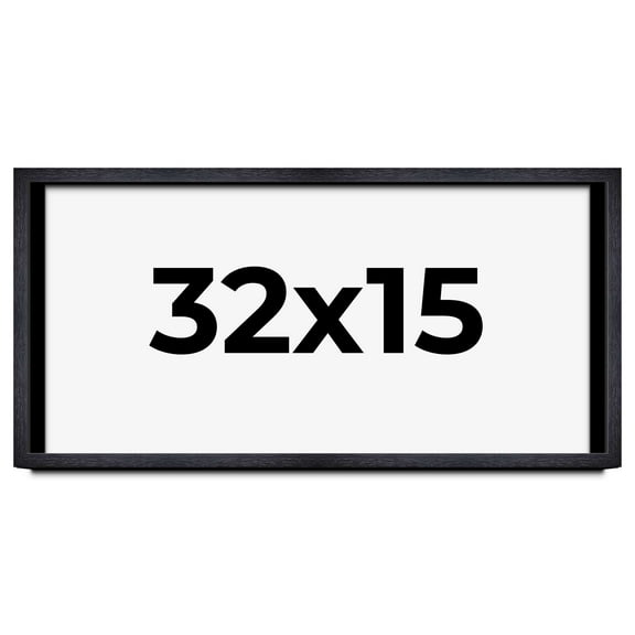 32x15 Shadow Box Frame Black | 1 Inches Deep Real Wood Farmhouse Shadowbox Display Frame | UV