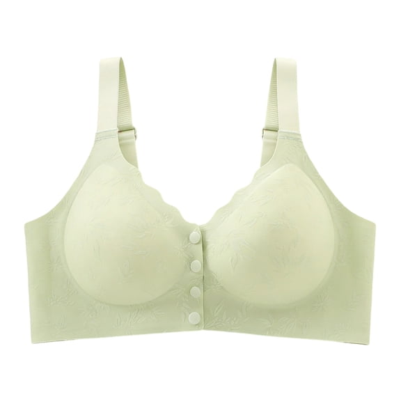 MGDXOX Women Front Multi Button Ribbed Maternity Nursing Bra Wide Adjustable Straps Plus Size Full Coverage Soft Comfort Bra Green XXXL