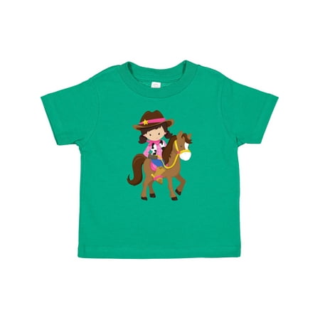 

Inktastic Cowgirl Sheriff Horse Western Brown Hair Gift Baby Girl T-Shirt