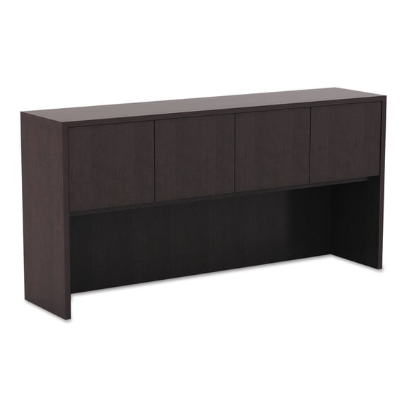 Alera Valencia Series Hutch with Doors, 64 3/4w x 15d x 35 1/2h, Espresso