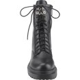 thumbnail image 4 of Women's Fashion Lace Up Combat Boots Side Zipper Chunky Platform Lug Sole Mid Calf Military Fall Winter Riding Ankle Booties, 4 of 5