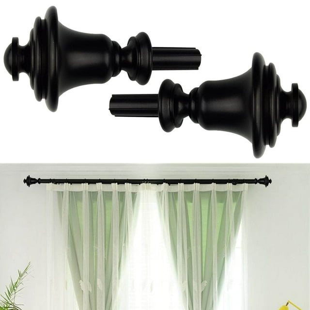 VONKY 2 Pcs Embouts de Tringle à Rideaux 3/4 Pouce Remplacement pour Chambre Salon Noir