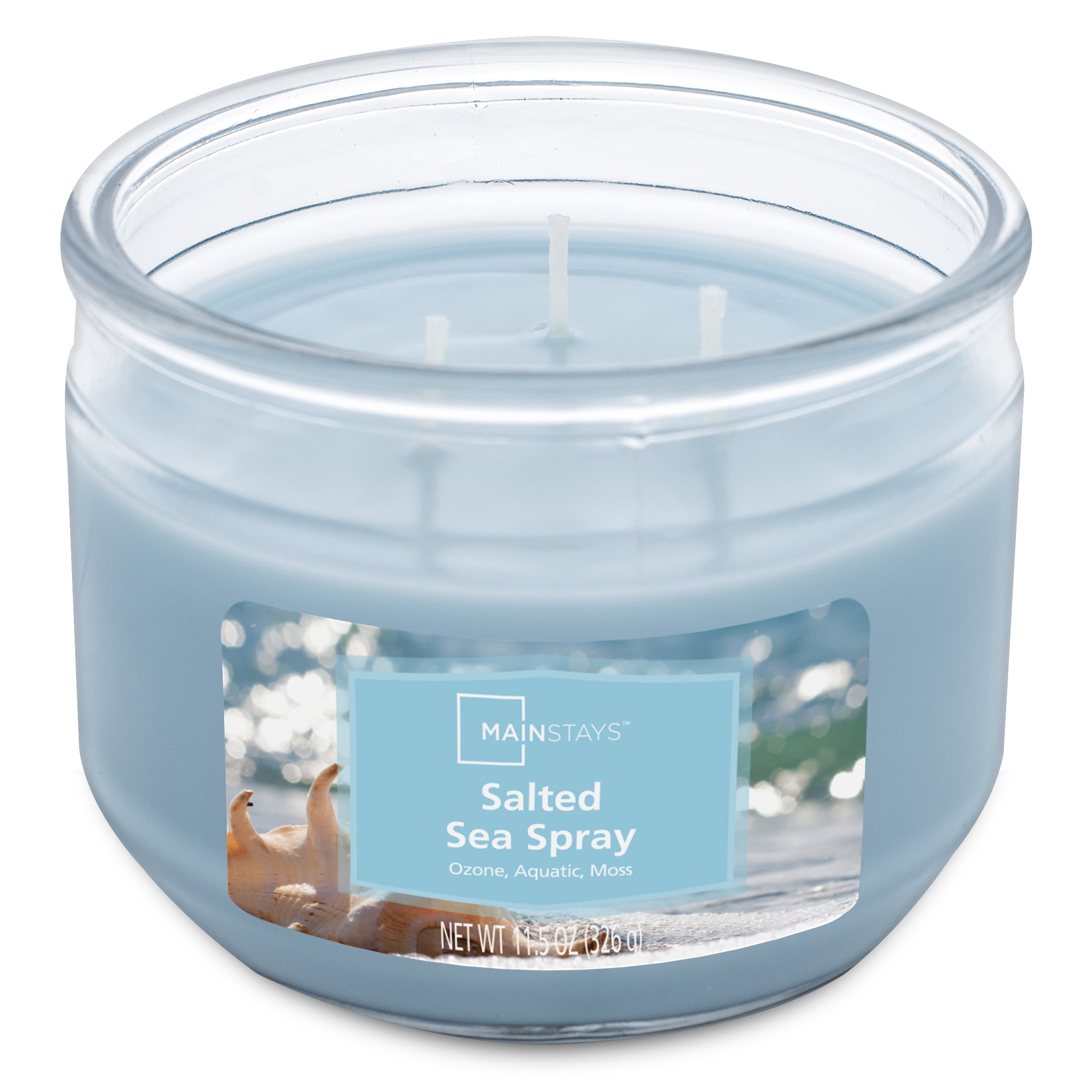 Mainstays 3-Wick Scented Glass Jar Candle, Salted Sea Spray, 11.5oz.