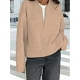 thumbnail image 3 of Female'S Chunky Knit Zip-Up Cardigan Sweater,Fall Open Front Long Sleeve Ribbed Knit Outerwear Coats Khaki S, 3 of 6