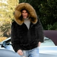 thumbnail image 5 of Penkiiy Men’s Faux Fur Short Coat Winter Leopard Warm Thicken Jacket Cardigan Fluffy Soft Plush Outerwear Overwear Faux Fur Coat Men Black, 5 of 8
